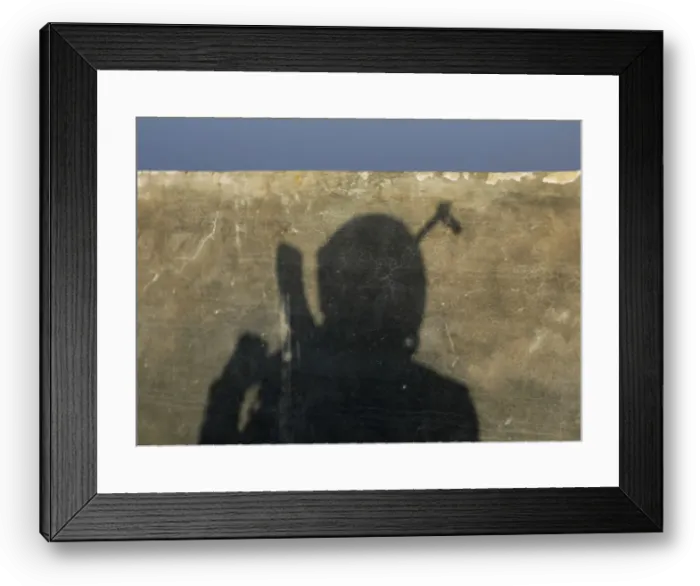 Framed Print : Turkey-backed Free Syrian Army fighters shadow is seen on a wall in the eastern suburbs Framed Print : Turkey-backed Free Syrian Army fighters shadow is seen on a wall in the eastern suburbs