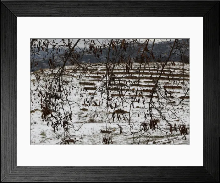 Framed Print : Snow covers mountains in Sawfar village