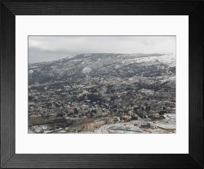 Framed Print : Snow covers mountains near Sawfar village Framed Print : Snow covers mountains near Sawfar village