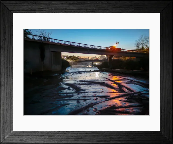 Framed Print : The 101 Highway is seen closed on both sides in Montecito Framed Print : The 101 Highway is seen closed on both sides in Montecito