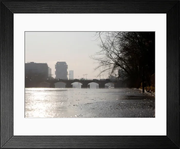 Framed Print : Ice is seen on the river Spree in Berlin