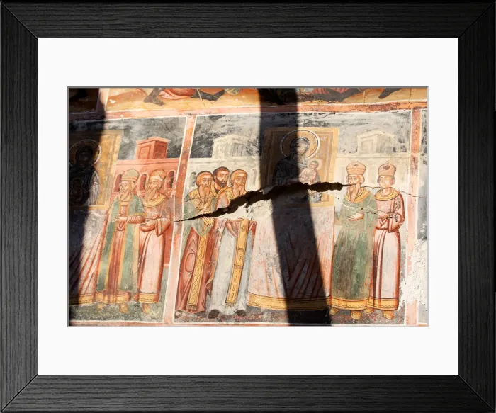 Framed Print : A damaged fresco is pictured in The Orthodox Church of Saint Athanasios in Leshinca Framed Print : A damaged fresco is pictured in The Orthodox Church of Saint Athanasios in Leshinca