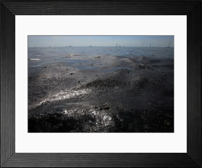 Framed Print : Oil floats on the surface on the Lake Maracaibo in Lagunillas Framed Print : Oil floats on the surface on the Lake Maracaibo in Lagunillas