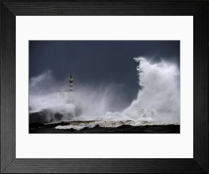 Framed Print : Huge waves crash on the San Esteban de Pravia seafront in Asturias region Framed Print : Huge waves crash on the San Esteban de Pravia seafront in Asturias region
