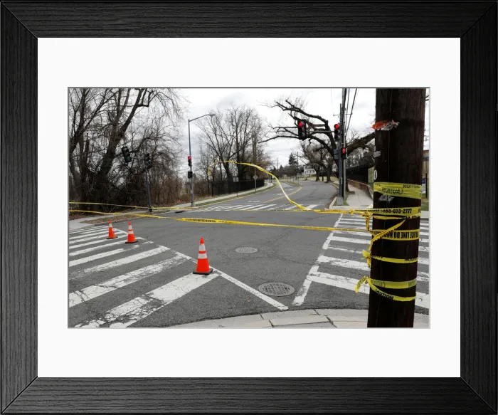 Framed Print : Foxholl Road is closed for traffic