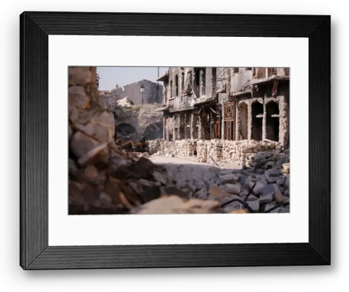 Framed Print : A construction site is seen in Aleppo