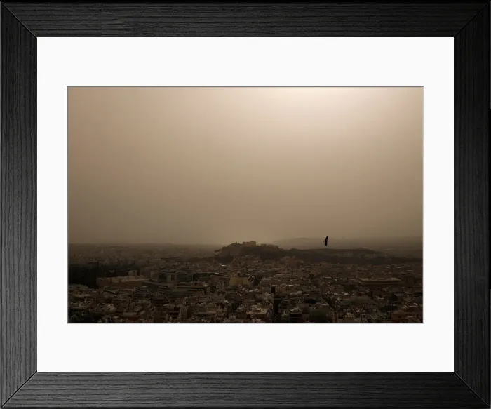 Framed Print : African dust from the Saharan desert blankets Athens