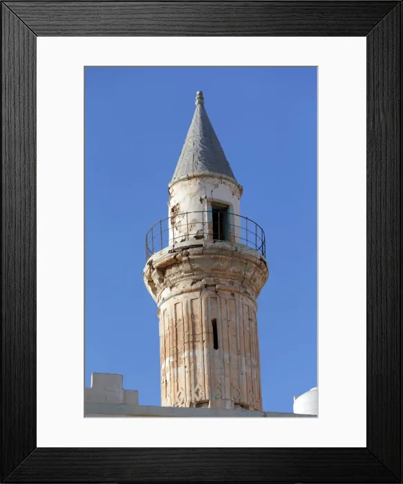 Framed Print : Minaret of a historic mosque, that was damaged during a three-year conflict Framed Print : Minaret of a historic mosque, that was damaged during a three-year conflict
