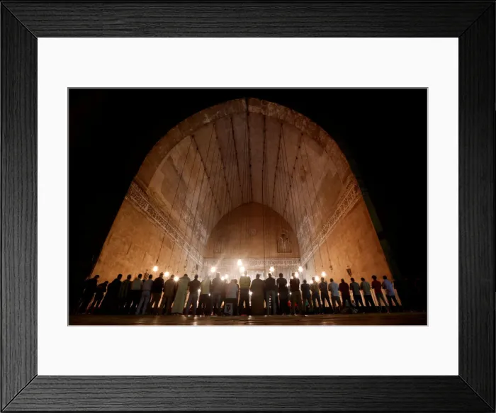 Framed Print : Egyptian Muslims perform evening prayers called Tarawih inside Al Sultan Hassan mosque Framed Print : Egyptian Muslims perform evening prayers called Tarawih inside Al Sultan Hassan mosque