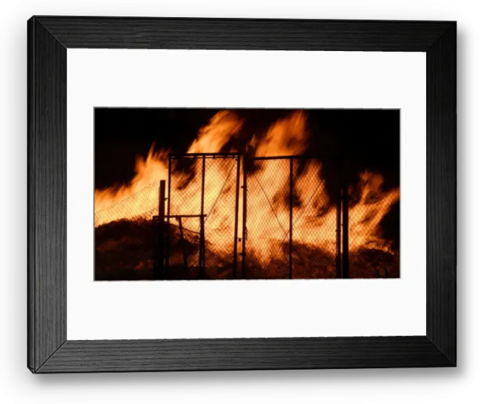 Framed Print : Flames approach a gateway during the so-called Sand Fire in the Angeles National Forest Framed Print : Flames approach a gateway during the so-called Sand Fire in the Angeles National Forest