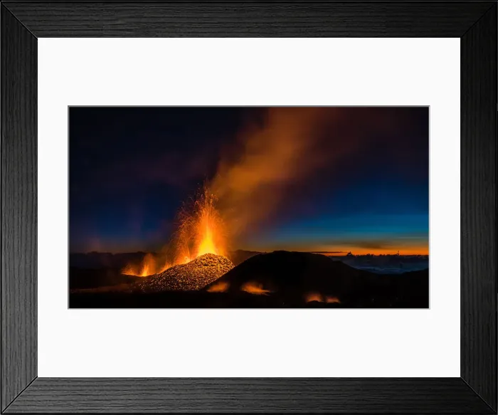 Framed Print : Molten lava erupts from the Piton de la Fournaise, one of the worlds most active Framed Print : Molten lava erupts from the Piton de la Fournaise, one of the worlds most active