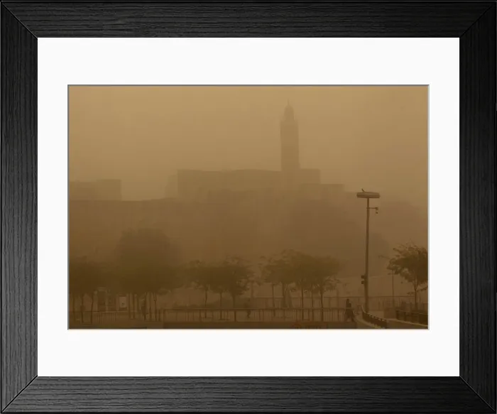 Framed Print : Pedestrians walk near the Tower of David in Jerusalem Framed Print : Pedestrians walk near the Tower of David in Jerusalem