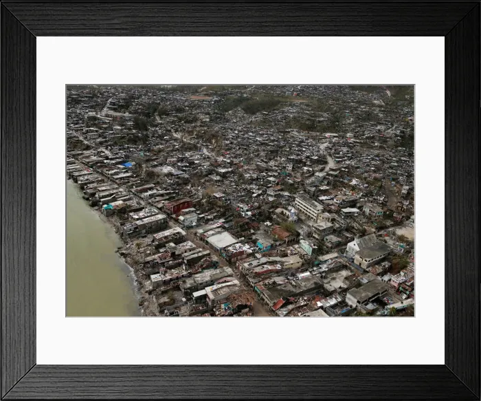 Framed Print : Destroyed houses are seen after Hurricane Matthew hit Jeremie Framed Print : Destroyed houses are seen after Hurricane Matthew hit Jeremie
