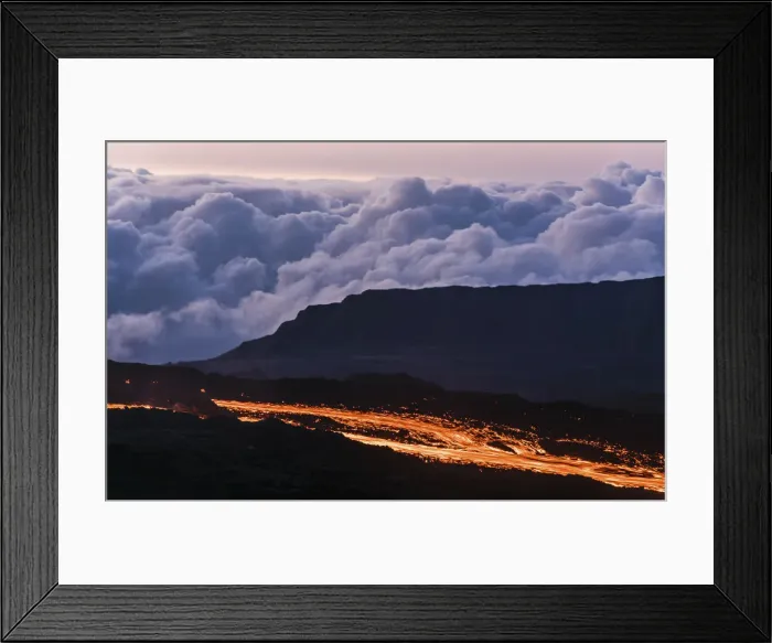 Framed Print : Molten lava flows from the Piton de la Fournaise, one of the worlds most active Framed Print : Molten lava flows from the Piton de la Fournaise, one of the worlds most active