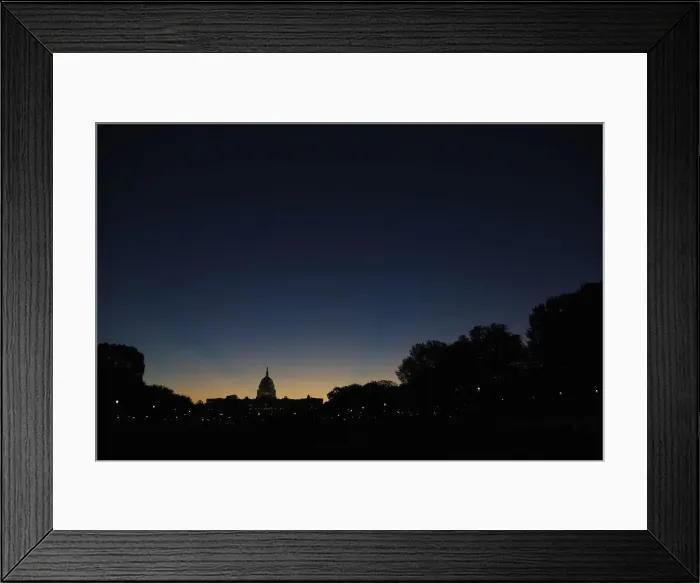 Framed Print : Sun rises over the U. S. Capitol dome in Washington Framed Print : Sun rises over the U. S. Capitol dome in Washington