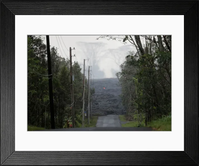 Framed Print : The Kilauea lava flow cuts off Kahukai Street, in the Leilani Estates near Pahoa, Hawaii Framed Print : The Kilauea lava flow cuts off Kahukai Street, in the Leilani Estates near Pahoa, Hawaii
