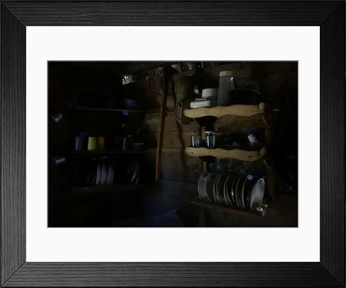 Framed Print : Shelves filled with kitchenware hang in a house in the mountains near Santo Domingo, Cuba Framed Print : Shelves filled with kitchenware hang in a house in the mountains near Santo Domingo, Cuba