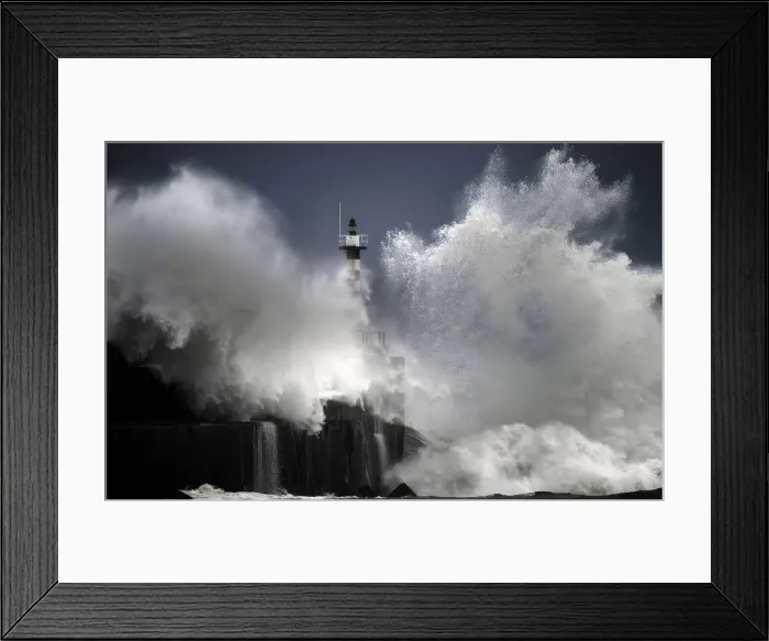 Framed Print : Huge waves crash on the San Esteban de Pravia seafront in the northern Spanish region of Framed Print : Huge waves crash on the San Esteban de Pravia seafront in the northern Spanish region of
