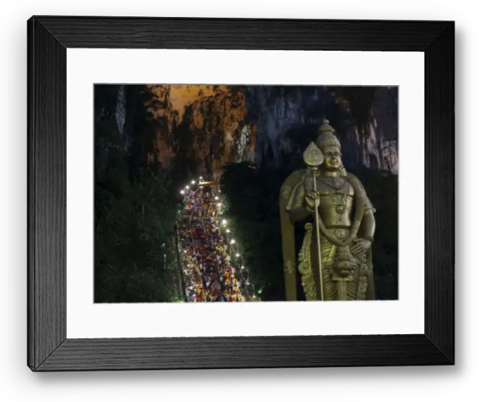 Framed Print : Hindu devotees climb the steps to Batu Caves during Thaipusam in Kuala Lumpur, Malaysia Framed Print : Hindu devotees climb the steps to Batu Caves during Thaipusam in Kuala Lumpur, Malaysia