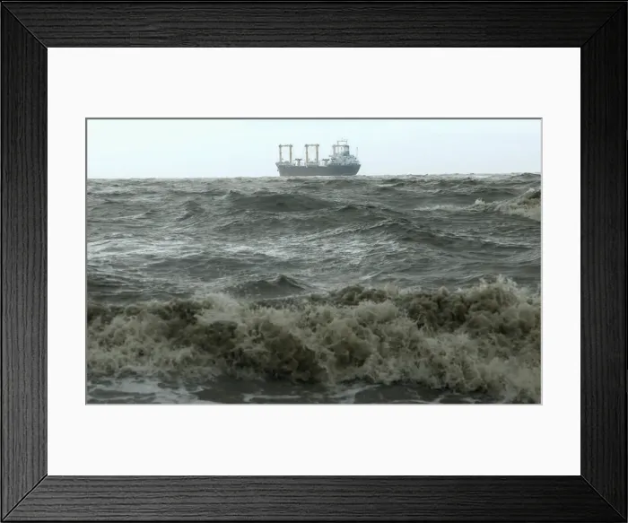 Framed Print : A ship is seen from the shore of the Bay of Bengal before cyclone Mahasen approaches in Framed Print : A ship is seen from the shore of the Bay of Bengal before cyclone Mahasen approaches in
