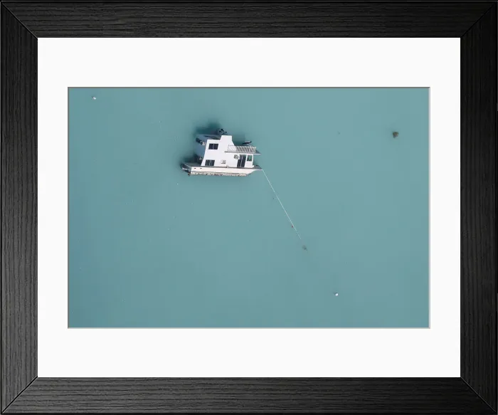 Framed Print : A sunken boat is pictured in an aerial photo in the Keys in Marathon, Florida