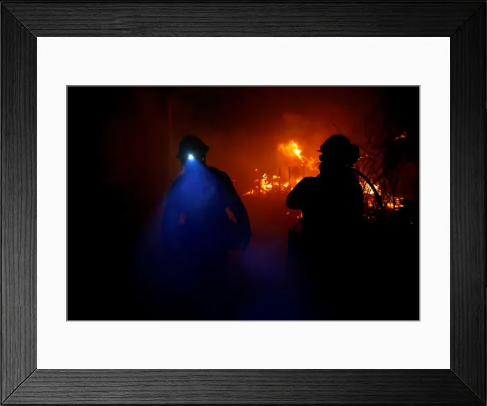 Framed Print : Firefighters battle the Woolsey Fire in Malibu Framed Print : Firefighters battle the Woolsey Fire in Malibu