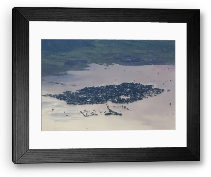 Framed Print : An aerial view of a flooded village in Kalay township at Sagaing division Framed Print : An aerial view of a flooded village in Kalay township at Sagaing division