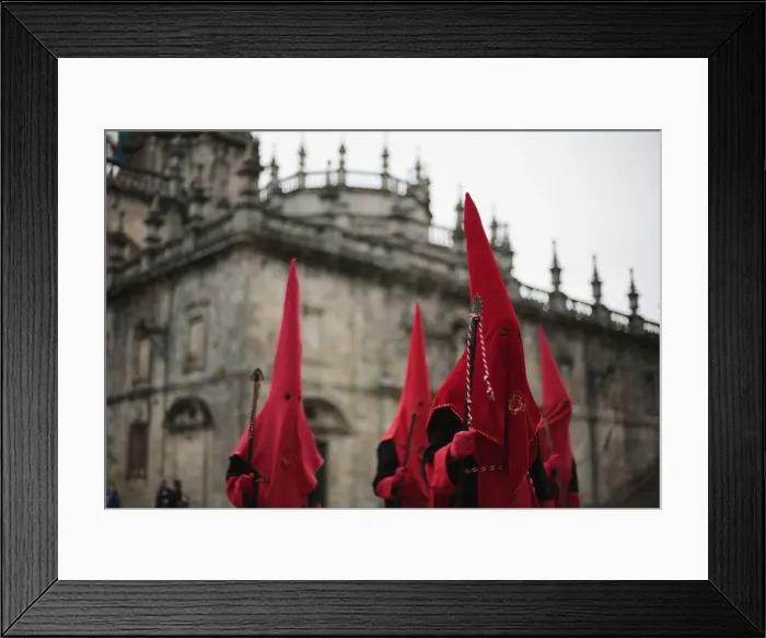 Framed Print : Penitents take part in procession of Via Crucis brotherhood in Santiago de Compostela Framed Print : Penitents take part in procession of Via Crucis brotherhood in Santiago de Compostela