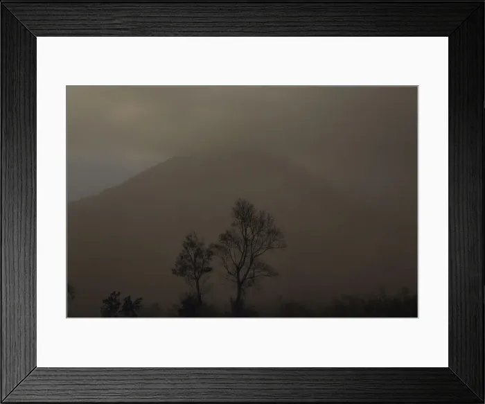 Framed Print : An ash cloud covers trees in front of Mount Sinabung volcano Framed Print : An ash cloud covers trees in front of Mount Sinabung volcano