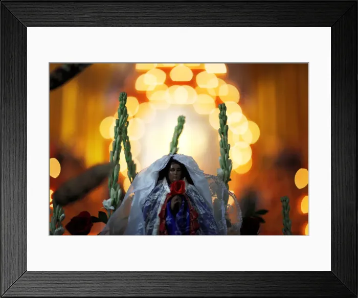 Framed Print : The statue of the virgin of Los Angeles known as Las Mariitas is seen after a Framed Print : The statue of the virgin of Los Angeles known as Las Mariitas is seen after a