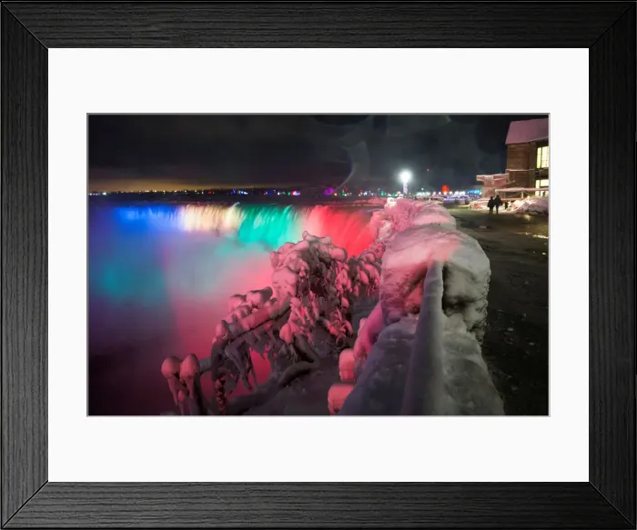 Framed Print : Visitors take pictures of ice covered Niagara Falls in Niagara Framed Print : Visitors take pictures of ice covered Niagara Falls in Niagara