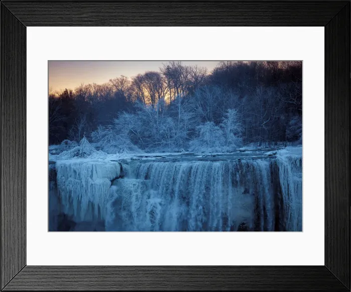 Framed Print : Ice and water flow over the American Falls, viewed from the Canadian side in Niagara