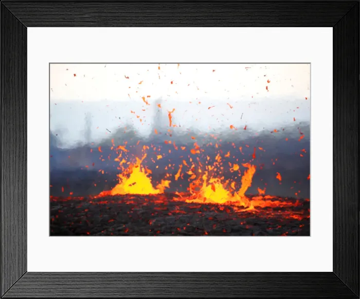 Framed Print : Lava erupts from a fissure on the outskirts of Pahoa