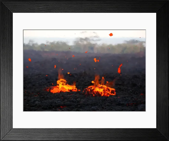 Framed Print : Lava erupts from a fissure on the outskirts of Pahoa