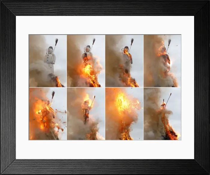 Framed Print : A combination of pictures shows Boeoegg, a snowman made of wadding Framed Print : A combination of pictures shows Boeoegg, a snowman made of wadding