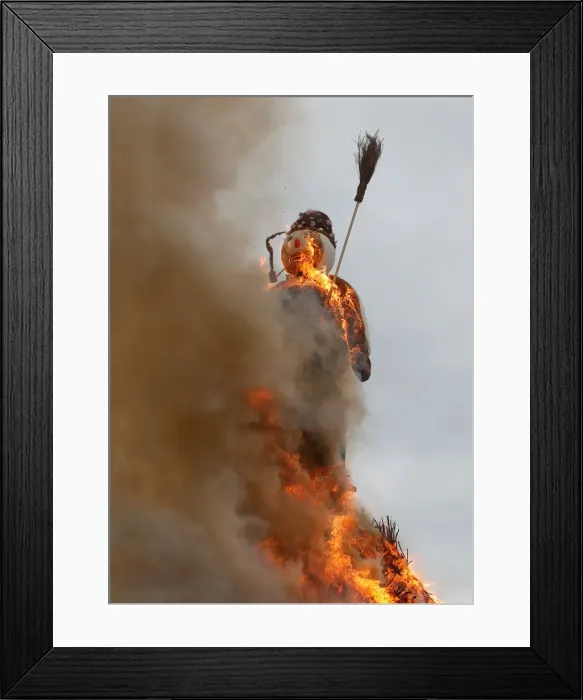 Framed Print : The Boeoegg, a snowman made of wadding and filled with firecrackers Framed Print : The Boeoegg, a snowman made of wadding and filled with firecrackers