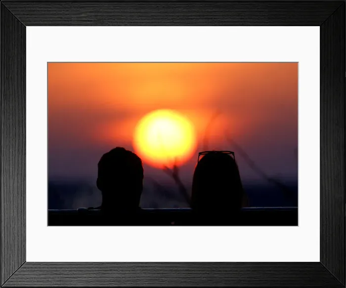 Framed Print : People enjoy sunset at a lake on the outskirts of Minsk Framed Print : People enjoy sunset at a lake on the outskirts of Minsk