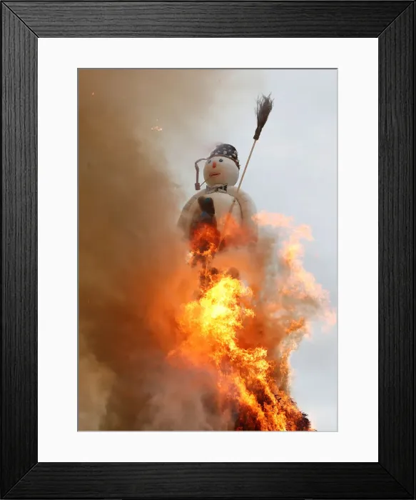 Framed Print : The Boeoegg, a snowman made of wadding and filled with firecrackers Framed Print : The Boeoegg, a snowman made of wadding and filled with firecrackers