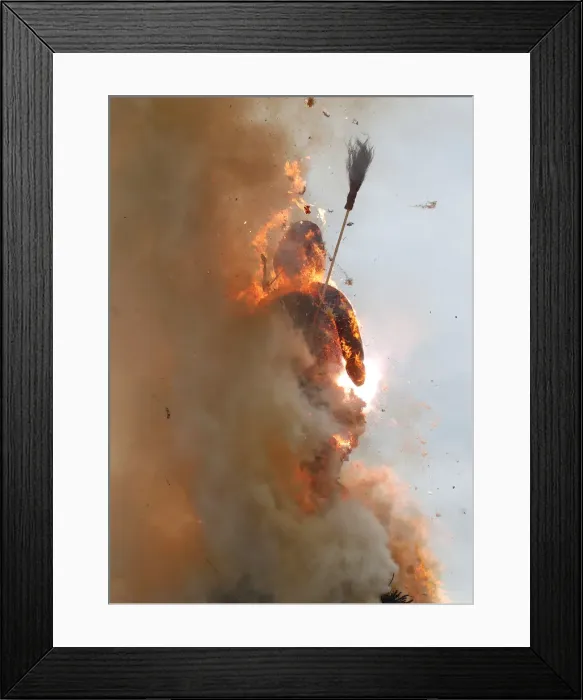 Framed Print : The Boeoegg, a snowman made of wadding and filled with firecrackers