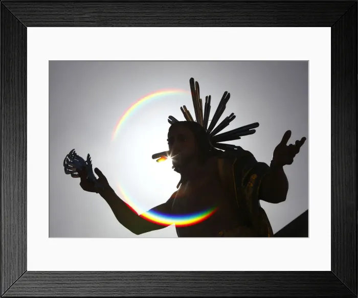 Framed Print : A statue of the Risen Christ is seen during an Easter Sunday procession in Cospicua