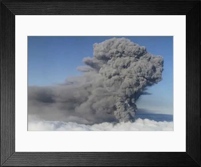 Framed Print : An ash plume rises from a volcano under the Eyjafjallajokull glacier Framed Print : An ash plume rises from a volcano under the Eyjafjallajokull glacier