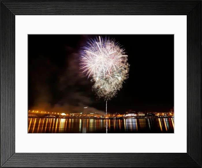 Framed Print : Fireworks explode over the Yenisei River during the Victory Day celebrations in Framed Print : Fireworks explode over the Yenisei River during the Victory Day celebrations in