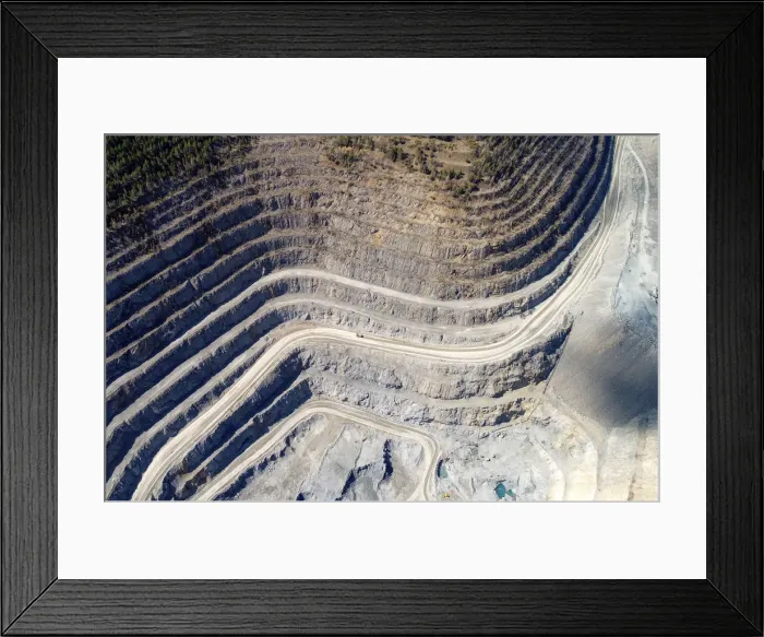Framed Print : An aerial view shows the Rusal Achinsk Alumina Refinerys Mazulsky limestone mine