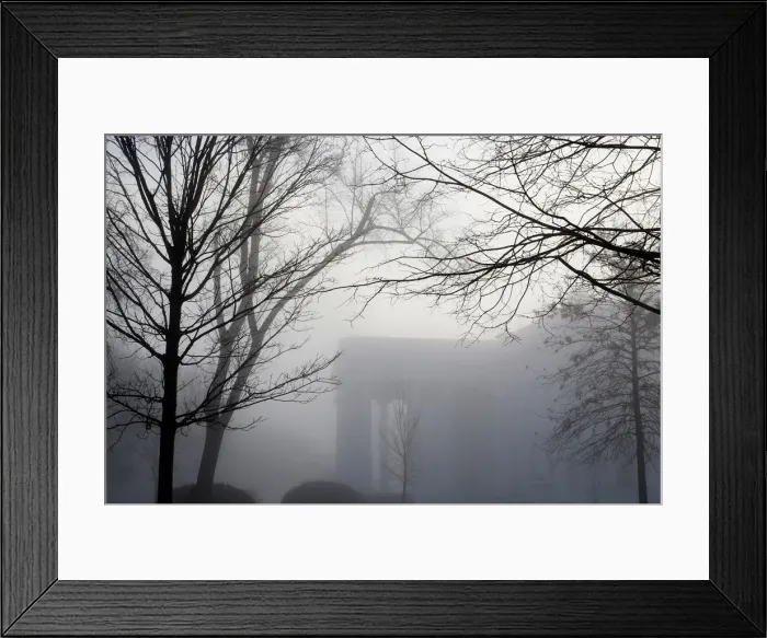 Framed Print : Fog partially shrouds the White House in Washington Framed Print : Fog partially shrouds the White House in Washington
