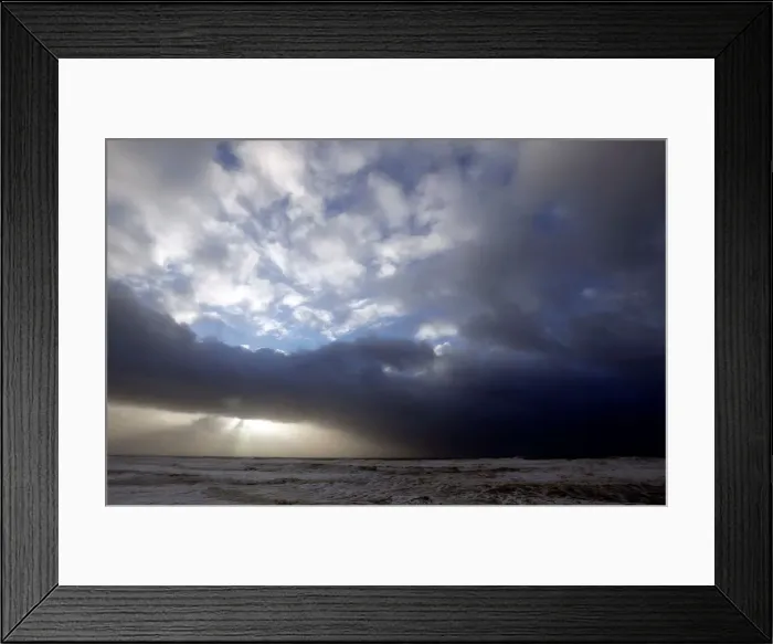 Framed Print : Clouds are pictured as waves break along Frances Atlantic coastline at sunset in Lacanau Framed Print : Clouds are pictured as waves break along Frances Atlantic coastline at sunset in Lacanau