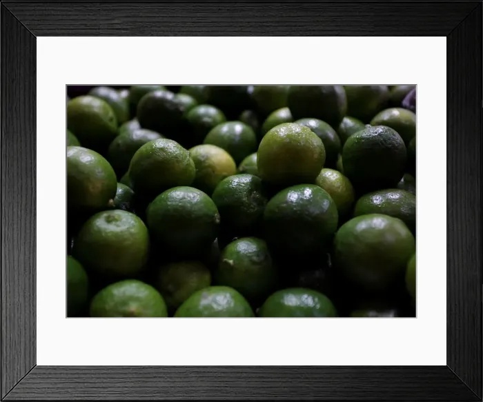 Framed Print : Limes are pictured at a market stall in Mexico City Framed Print : Limes are pictured at a market stall in Mexico City