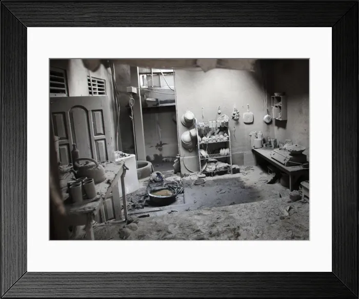 Framed Print : A house kitchen is covered by ash in Cangkringan village off the Indonesias Central Java Framed Print : A house kitchen is covered by ash in Cangkringan village off the Indonesias Central Java