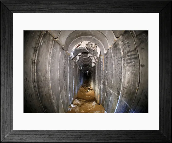 Framed Print : A general view shows the interiors of what the Israeli military say is a cross-border Framed Print : A general view shows the interiors of what the Israeli military say is a cross-border