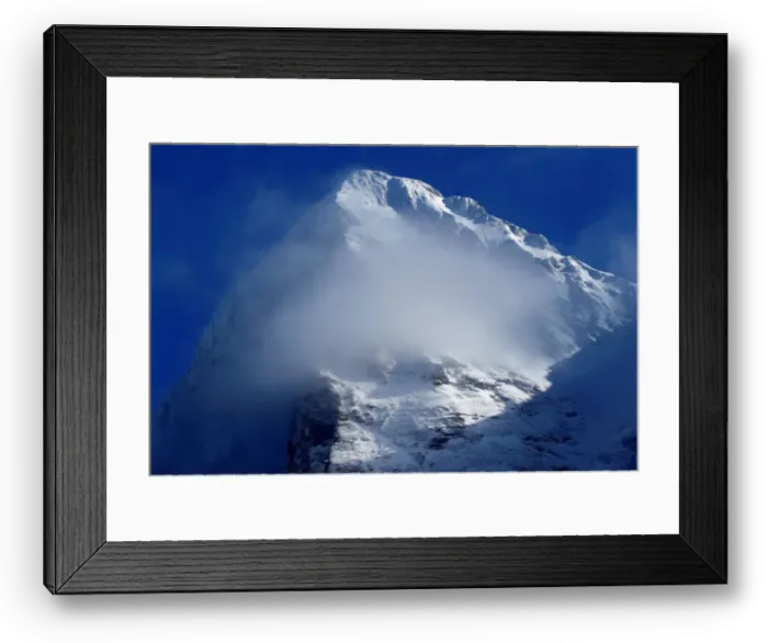 Framed Print : The summit of the Eiger mountain is pictured in Wengen