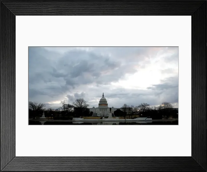 Framed Print : Clouds pass over the U. S. Capitol at the start of the third day of a shut down of Framed Print : Clouds pass over the U. S. Capitol at the start of the third day of a shut down of